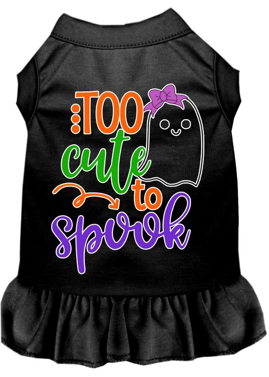 Too Cute to Spook-Girly Ghost Screen Print Dog Dress Black XL